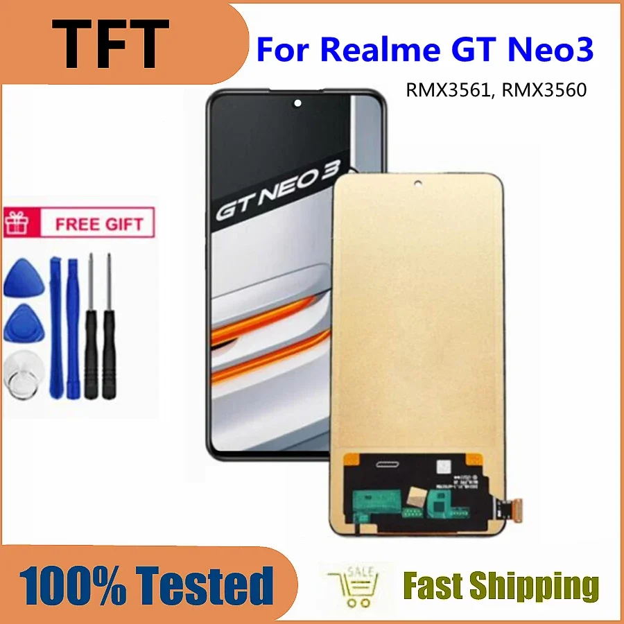 

Черный ЖК-дисплей TFT 6,7 дюйма для OPPO Realme GT Neo 3 GT Neo3, дисплей для Realme GT Neo 3