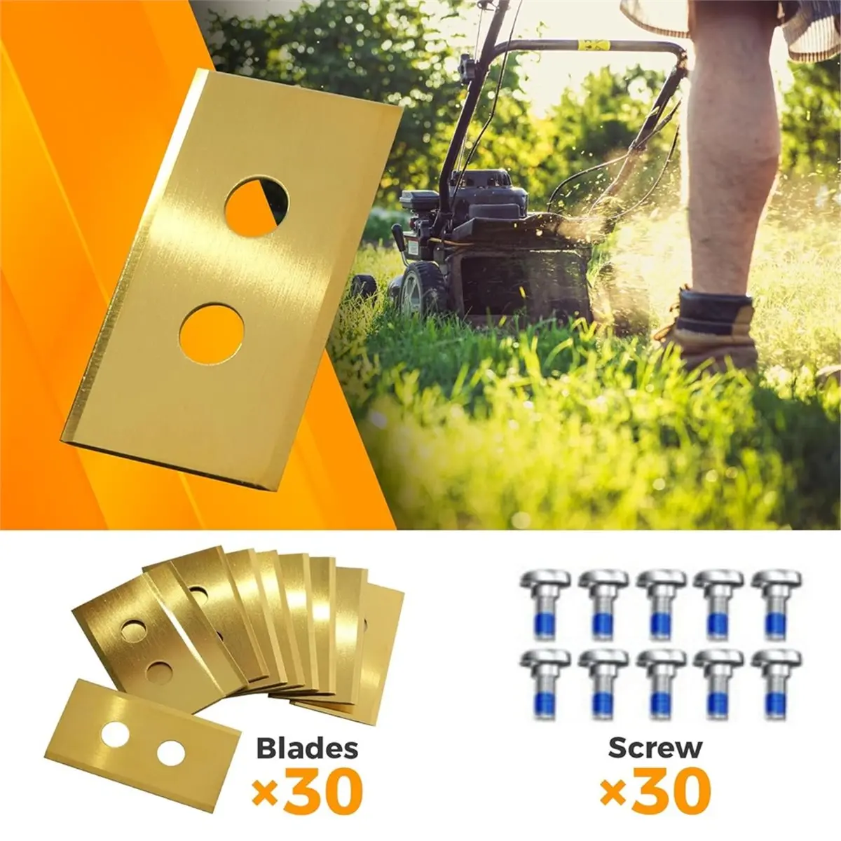 [Greatitem]30Pcs Replacement Blades with Screws for Smart Lawn Mower Blades Replacement Robotic Lawnmower Blades