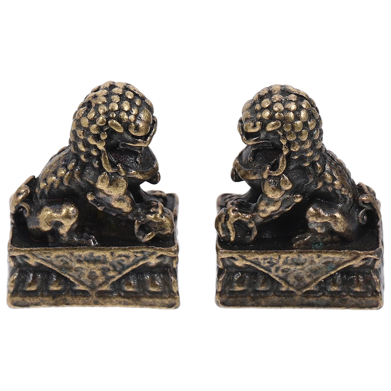 

1 Pair Guardian Lion Statues Mini Lion Statues For Home Garden Flower Pot Bonsai Decor Chinese Style Ornament Desktop Tea Table
