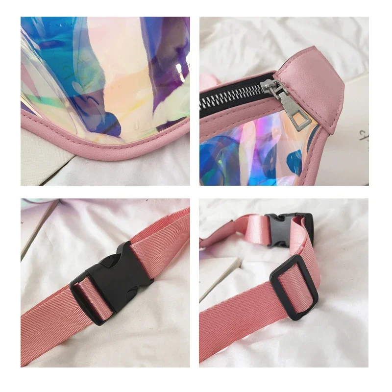 Girls Sac Laser Belt Bags Women Fanny Packs Bum Bag Punk Holographic Waist Pack Pouch Waterproof Translucent Glitter Clear Lady