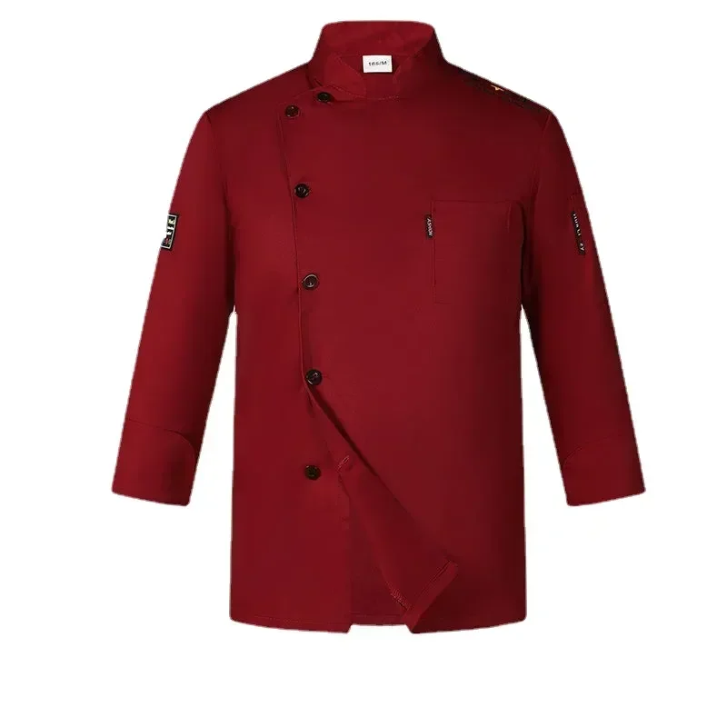 

Clothing Apron Chef Waiter Men Uniform Unisex Hat Bakery Jacket Long-sleeved Red Women Restaurant Kitchen Coat