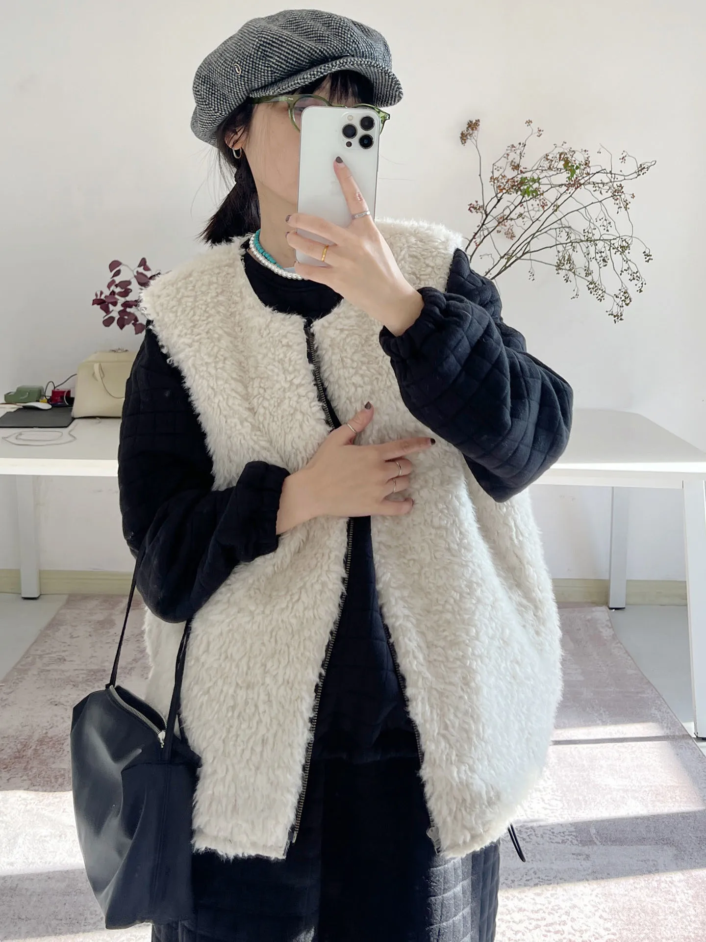 

Двусторонний жилет из шерстяной смеси 2025: Зимний, свободный крой, теплый, экологичный, модный, для повседневной носки, на молнии