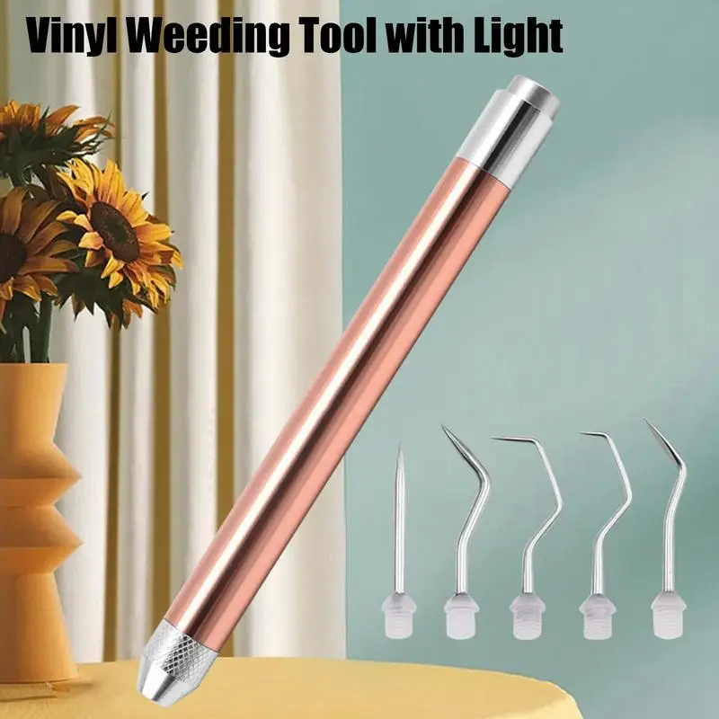 Portable Vinyl Weeding Pen With LED Light Handheld Iron-on Project Cutter Vinyl Paper Remover With Hooks DIY Carving Tool