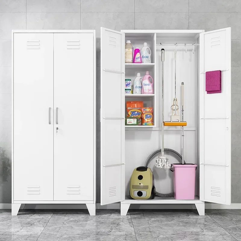 HTStainless Steel Cleaning Cabinet Mop Vacuum Cleaner Grocery Cabinet Balcony Storage Housekeeping Tools Storage Cabinet