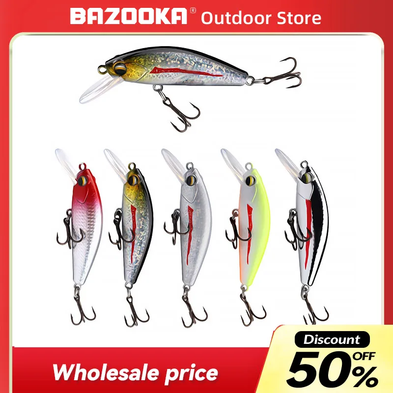 

Bazooka Sinking Minnow Hard Bait Fishing Lure Crankbaits Laser Slow Mixed Wobbler Depth Carp Mini Pesca Pike Tackle Bass Winter