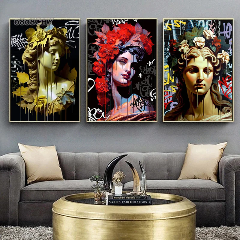 Vandal Goddess Helena Pietà Street Graffiti Art Posters Canvas Print Painting Figure Sculpture Statue Wall Art Mural Home Decor