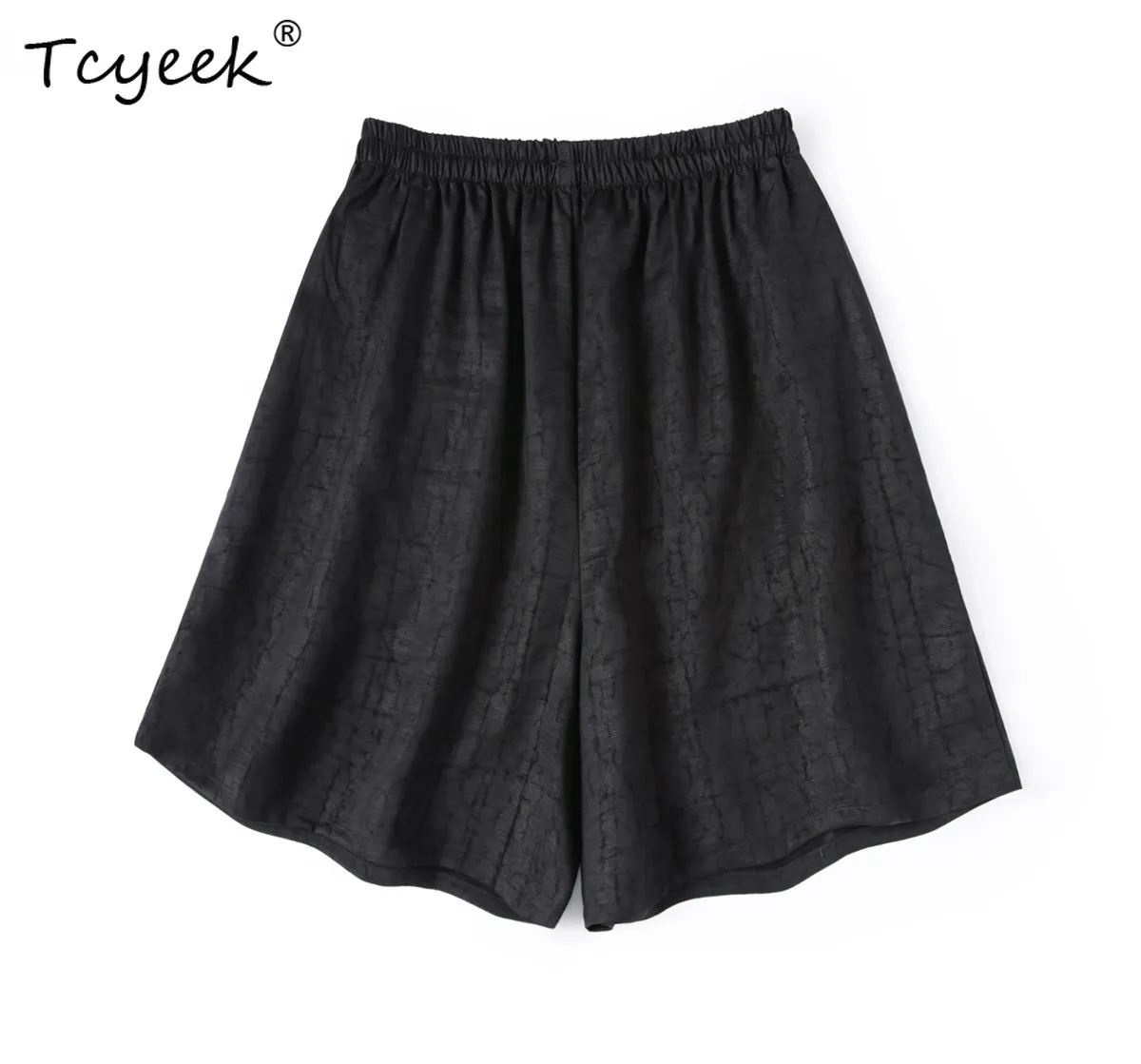Tcyeek 100% Real Silk Black Shorts Women Clothing Comfortable Vintage Womens Shorts Casual Summer Trousers 2026 Шорты Женские