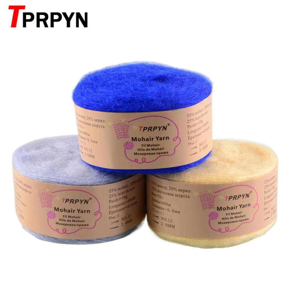 TPRPYN 1Pc 50g Mohair Silk Yarn for knitting Thin Crochet yarn Wool lana knit Yarn Acrylic Plush puffy fluff line thread