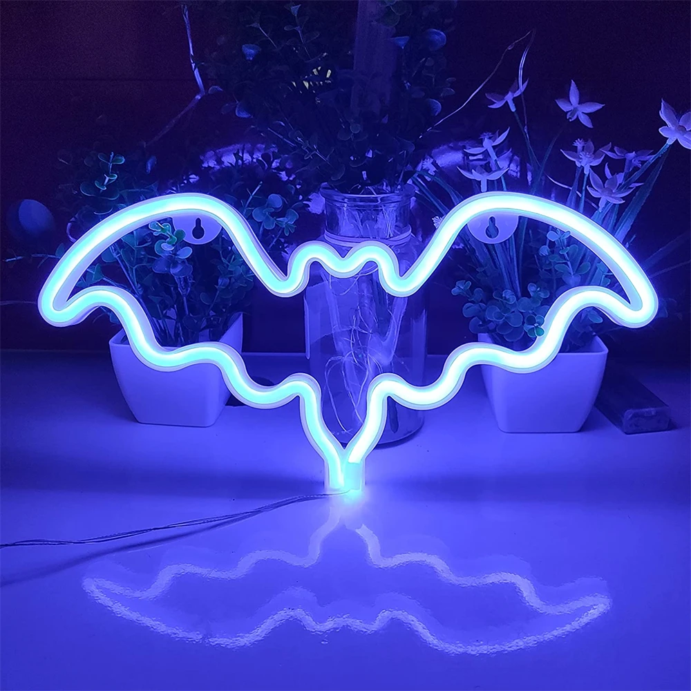 Lumières LED USB 62 Neon, chauve-souris, décoration murale, bureau, chambre de filles