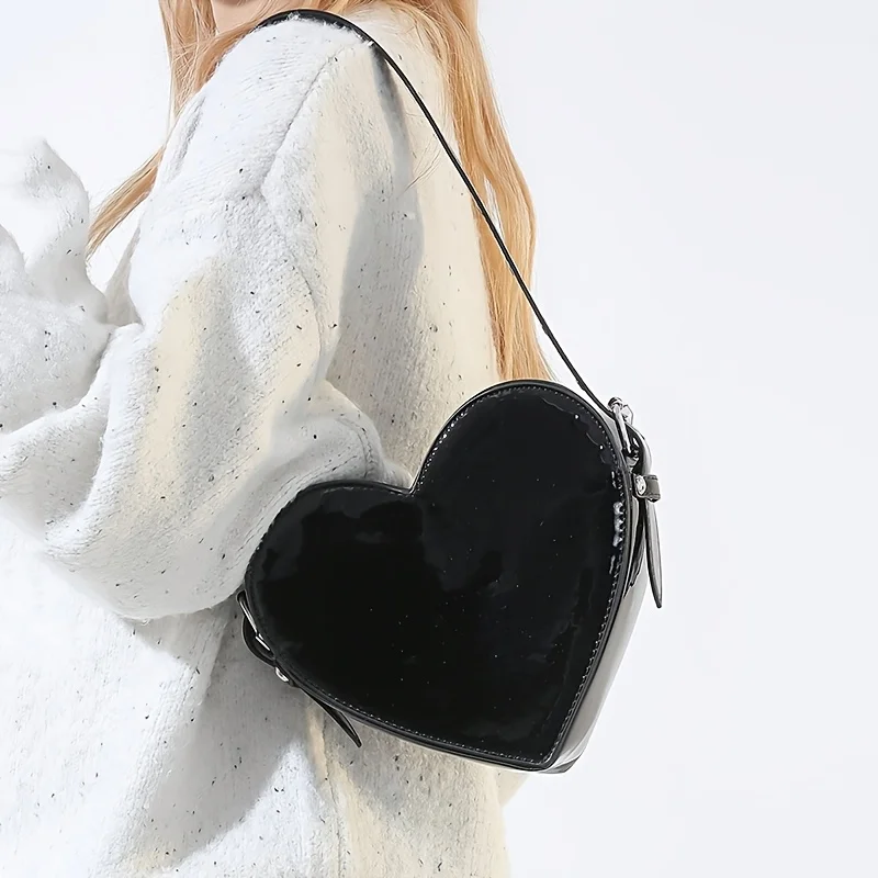 

2026NewWomen's Heart-Shaped Shoulder Bag - Adjustable Handbag with Zipper Closure, // Elegant Small Purse Suitable for Daily Use, Parties, Gift