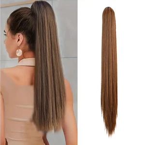WigSin-Extension of Long Straight Horse Hair For Women, Synthetic Wine Clamp, Black, Brown, Blond, 24 8 Main Sales Hair Rabo Horse - №3