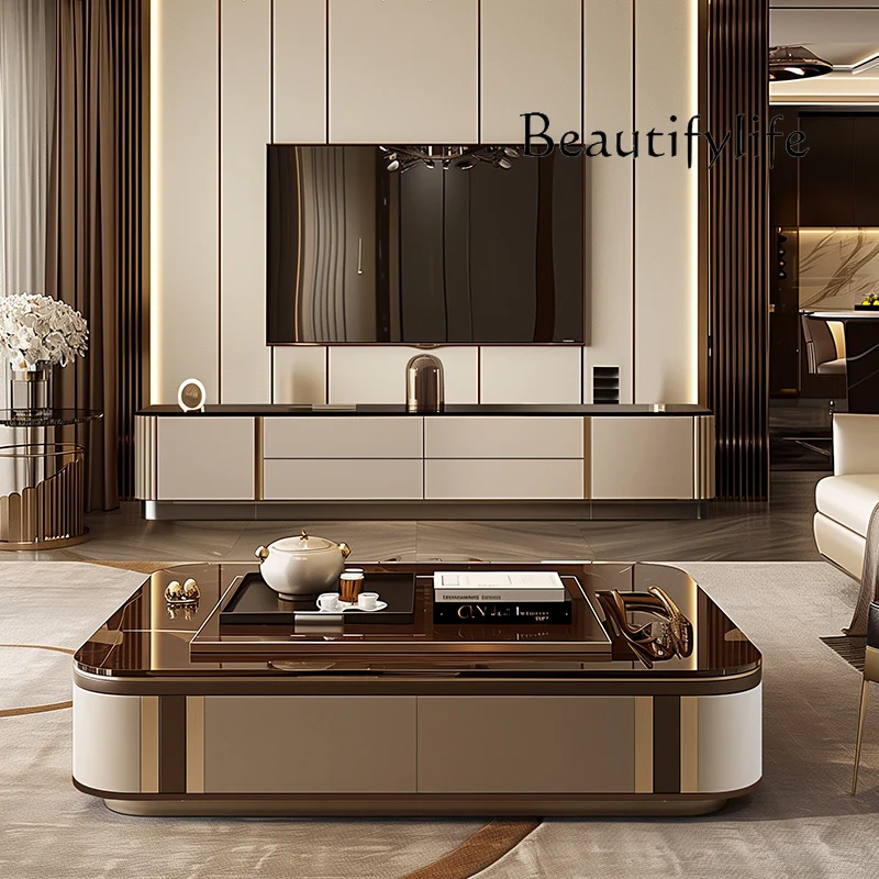 

S Rustic Nordic Coffee Table Designer Glass Top Minimalist Storage Coffee Table Living Room Modern Tavolino Da Salotto Furniture