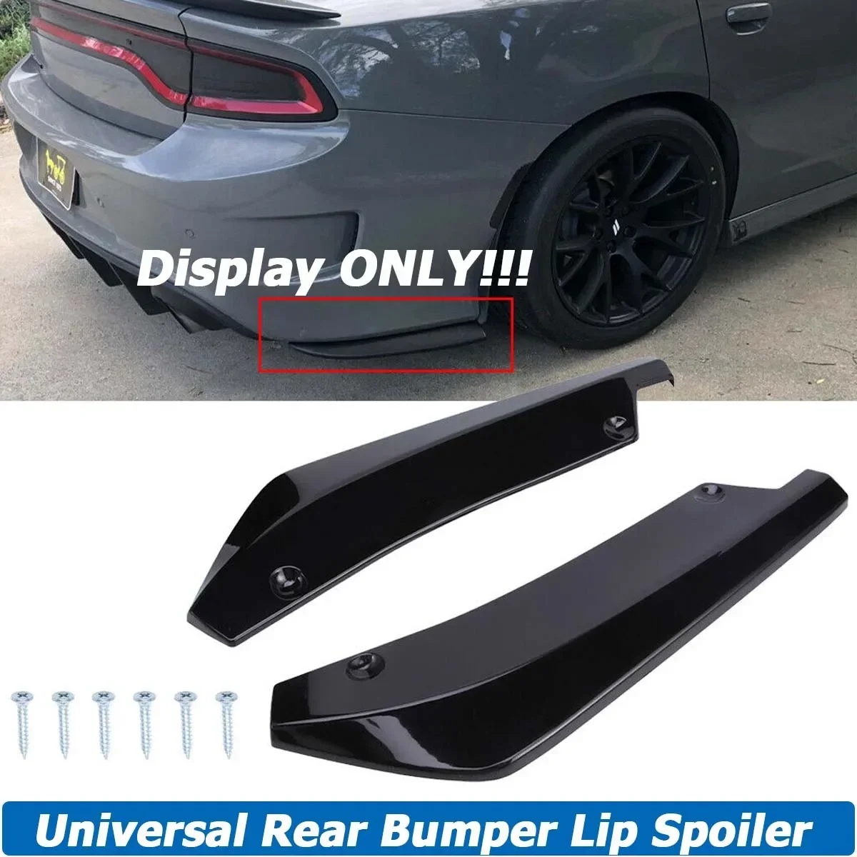 2PCS For Dodge Charger SXT SRT  2010-2022 Rear Bumper Diffuser Splitter Cover Side Canards Lip Trim Sticker Car Accessories