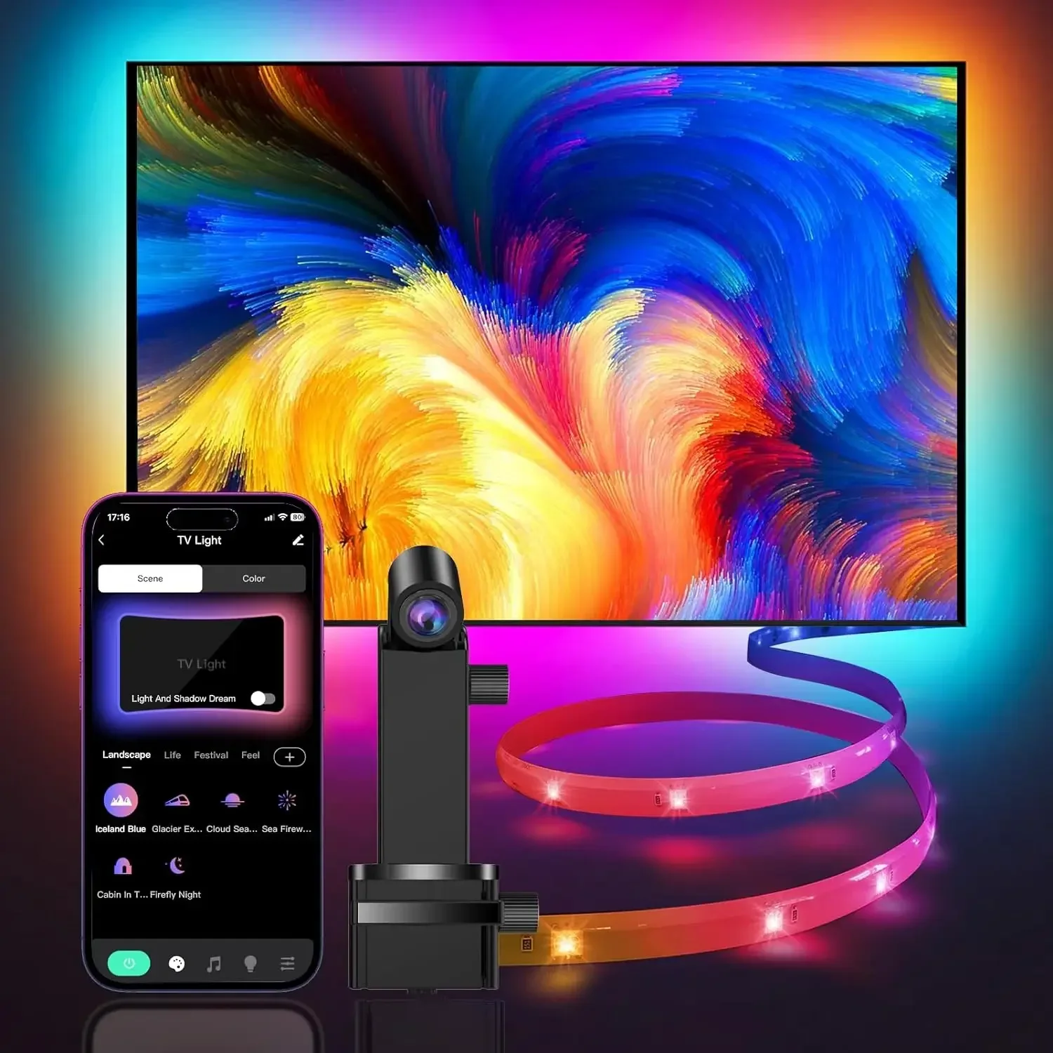 thumbnail image 2 of EISSLOLY TV LED Backlight With AR Color Gamut Sensor Led Tv Light Strip Rgb Light Christmas Lights Led Strip Light 2 of 14