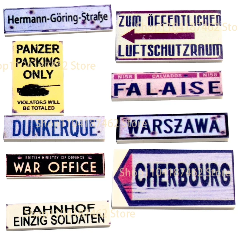 Moc Printing Accessories Building Blocks War Treasure Map Sign Poster Control Panel Computer Keyboard DIY Model Mini Bricks Toys