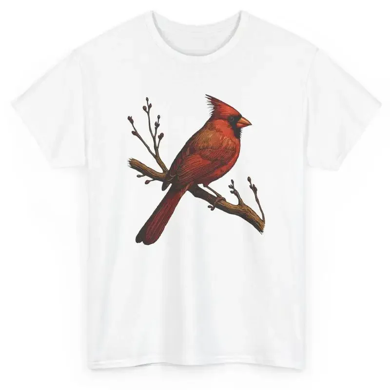 Red Cardinal Bird T Shirt Birding Art Vintage Birdwatching
