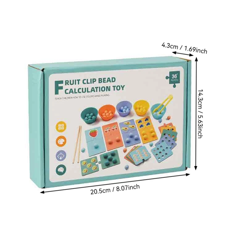 Montessori kleur- en fruitsorteerspeelgoed – nummerherkenning en kraalknijpspel voor de ontwikkeling van fijne motoriek