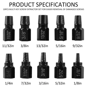 10 PCs Kit beschädigt Stahl Liga Schrauben Schrauben Remover Easy Metall ausgelöst Bohrmaschinen Multi-Spline-Schraube 8 Hauptverkäufe Airsoft zurück - №7