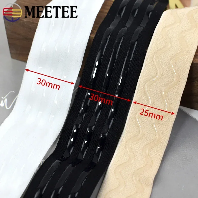 1/2/3M Nylon Silicone Elastic Band 25/30mm Non-slip Rubber Ribbon Bag Bra Clothes Strap Webbing Tape DIY Sewing Accessories