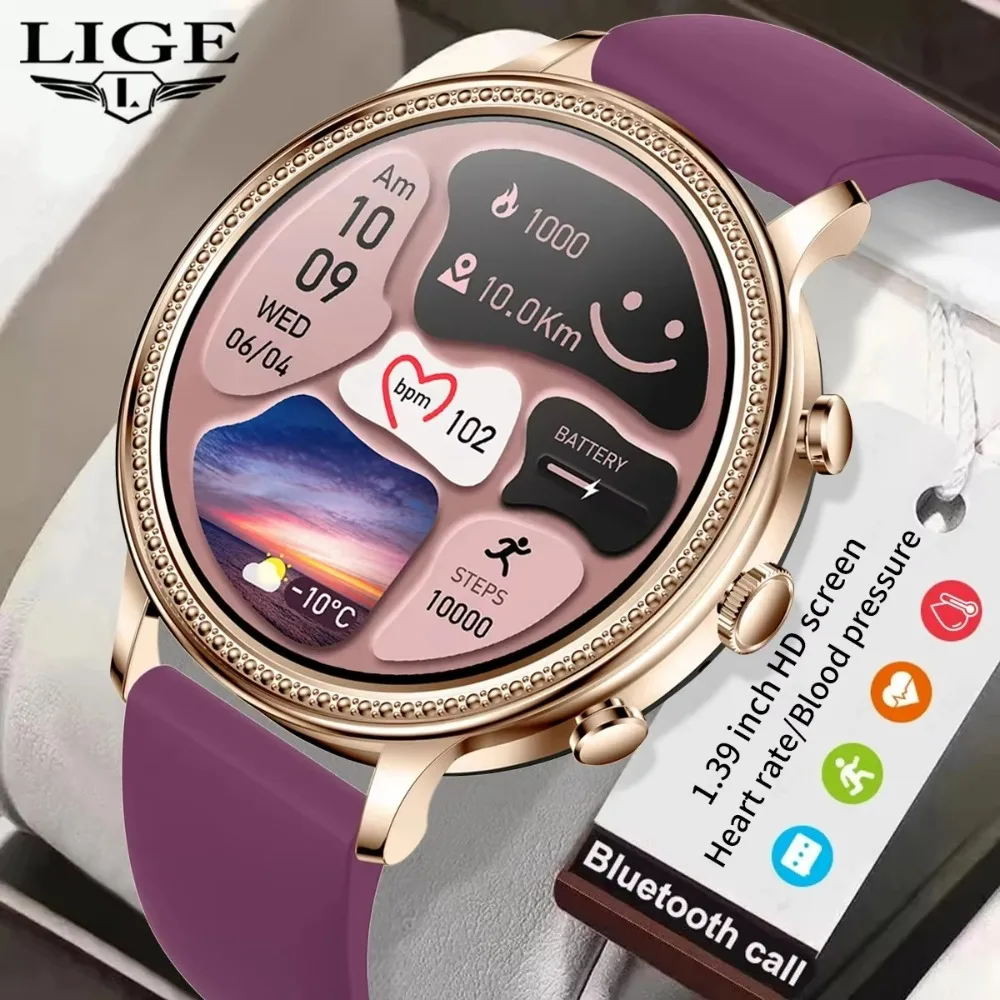 

2025 LIGE Luxury Smart Watches for Women Bluetooth Call Connected Phone Women Watch Health Monitor Sports Smartwatch Women Gift