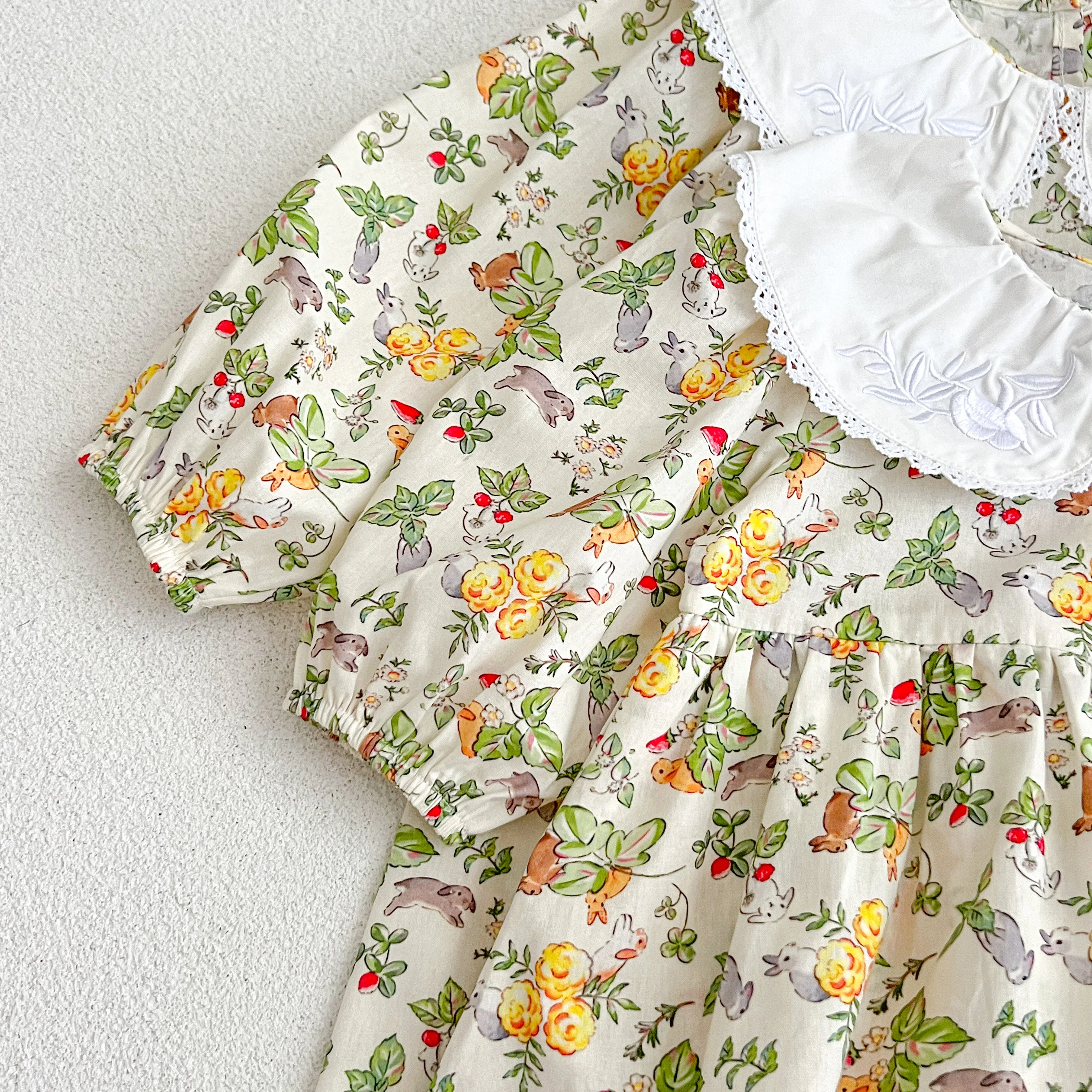 Familien look Frühling Blumen kleid Baby Mädchen bestickt Pandora Kragen Baumwoll kleid Baby Mädchen Blumen Bodysuit Schwestern Look Kleidung – Detail 26