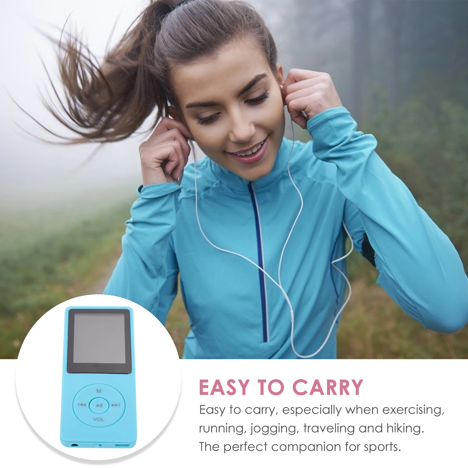 

Mp3 Player Blue Plastic Digital Audio Student Lossless Music Offline Light Weight Sports Travel Jogging MP3 Media