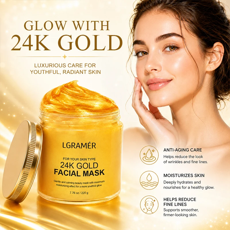  24K Gold Facial Mask, Deep Moisturizes,Anti-Aging,Flawless & Skin Face Mask Helps For Reduces Wrinkles Fine Lines & Acne Scars
