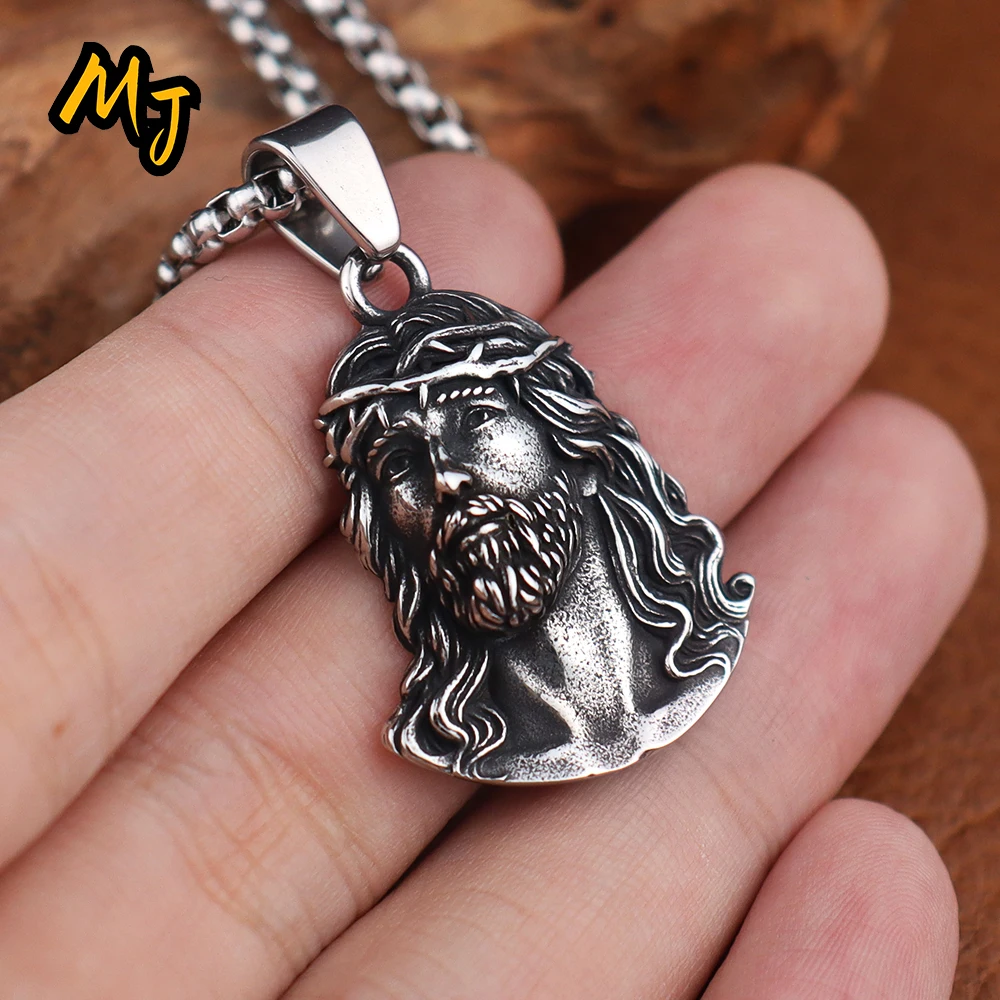 

New Stainless Steel Jesus Pendant Chain for Women Fashion Catholic Crown of Thorns Necklace Amulet Jewelry Accessories Wholesale