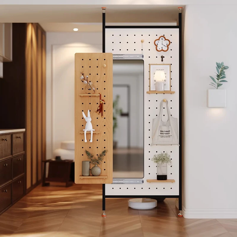 

profile without punching holes, indomitable hole board push-pull decorative screen changing mirror storage storage partition