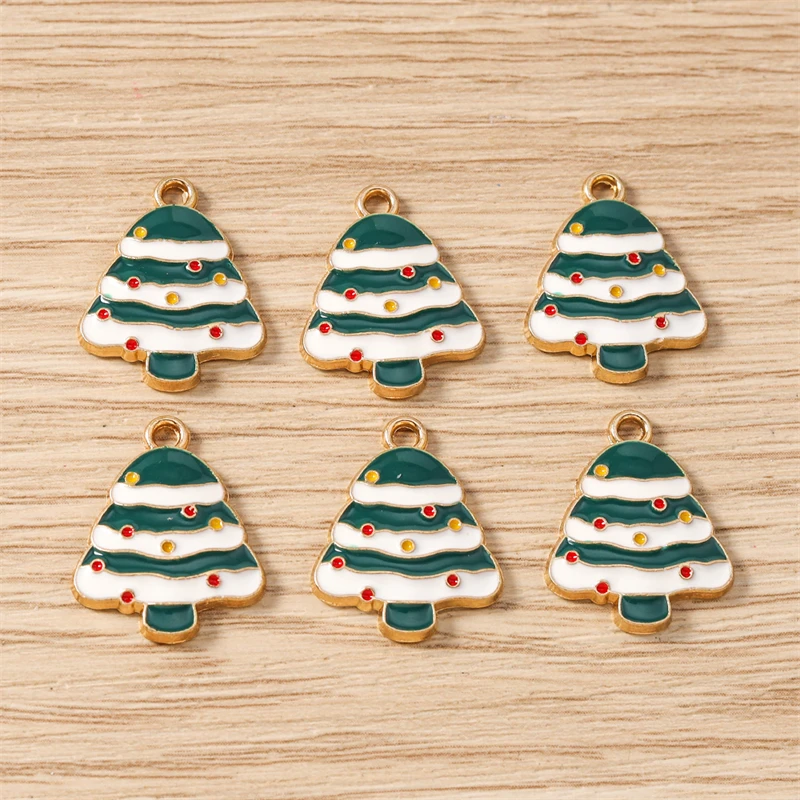 10 Stück gemischte, niedliche Emaille-Anhänger in Form von Weihnachtsbäumen, Schneeflocken und Weihnachtsmann für die Schmuckherstellung, Halsketten, Ohrringe, DIY-Bastelarbeiten und als Geschenk. – Detail 18