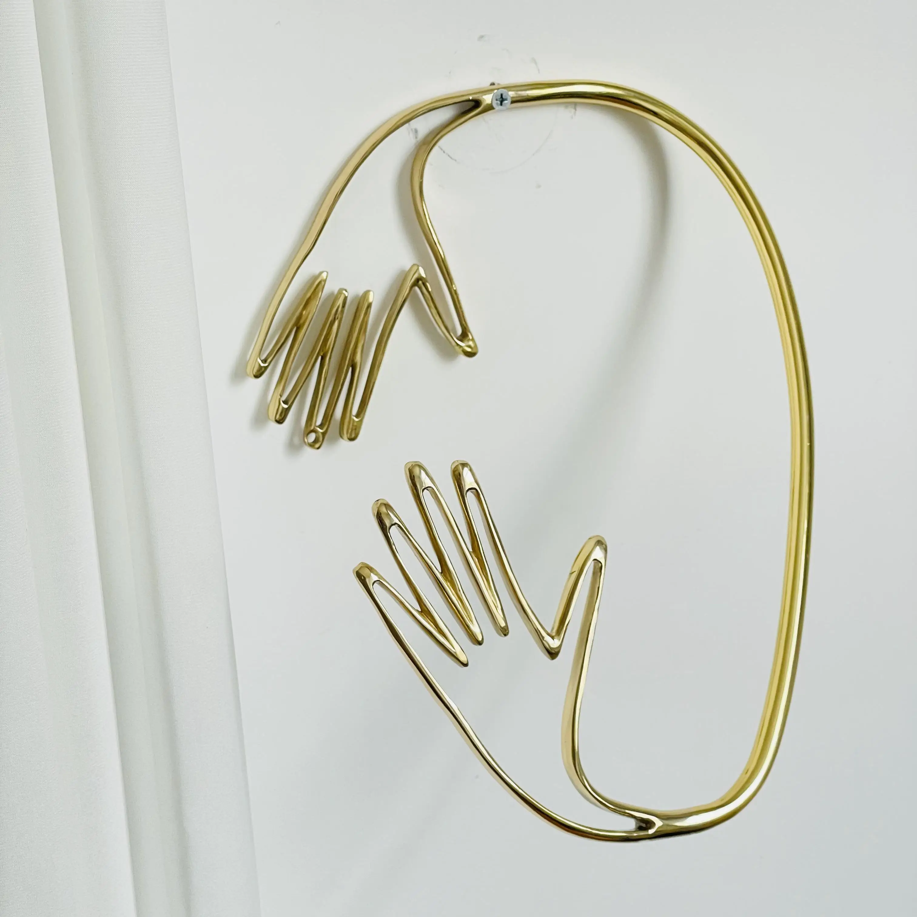 Vorhang mit festem Vorhang zur Wandmontage, Metall-Vorhanghaken – H34 (handgefertigtes Messing)