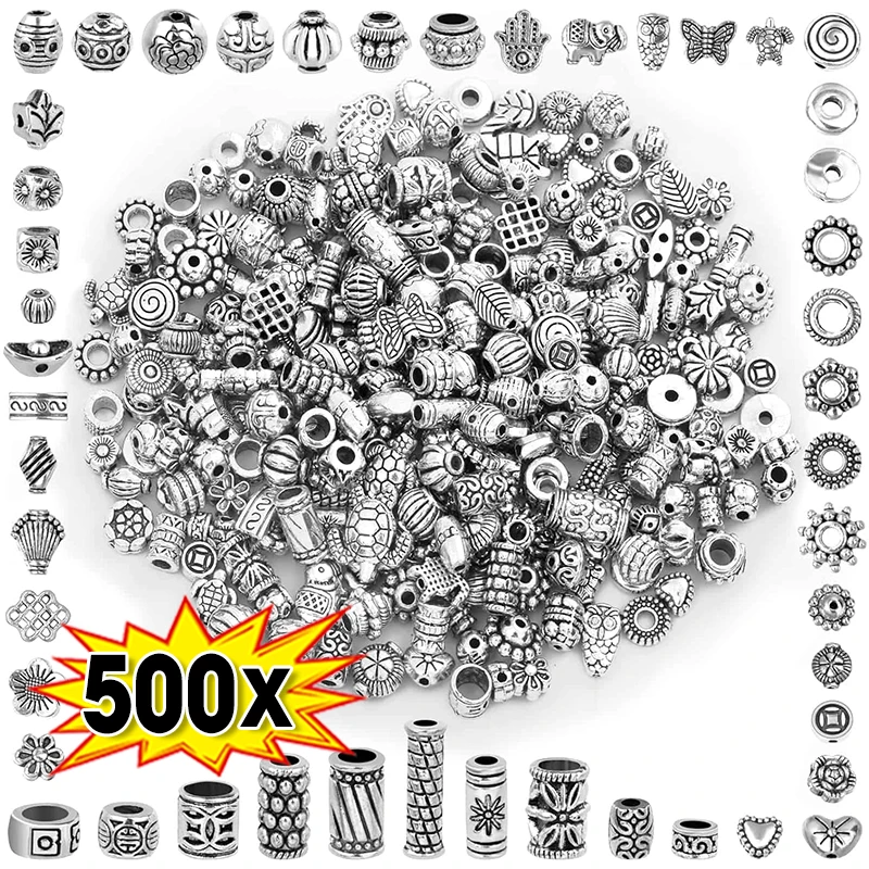 Mixed Tibetan Silver Color Metal Alloy Loose Spacer Beads lot for Earring Necklace Bracelet Jewelry Making Findings DIY Crafts