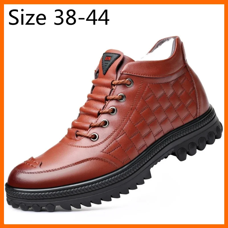 Xiaomi Man\'s Genuine Leather Boots Winter Snow Shoes Wool Inner Anti slip Father Ankle Boots Waterproof Man Snow Boots Size38-44