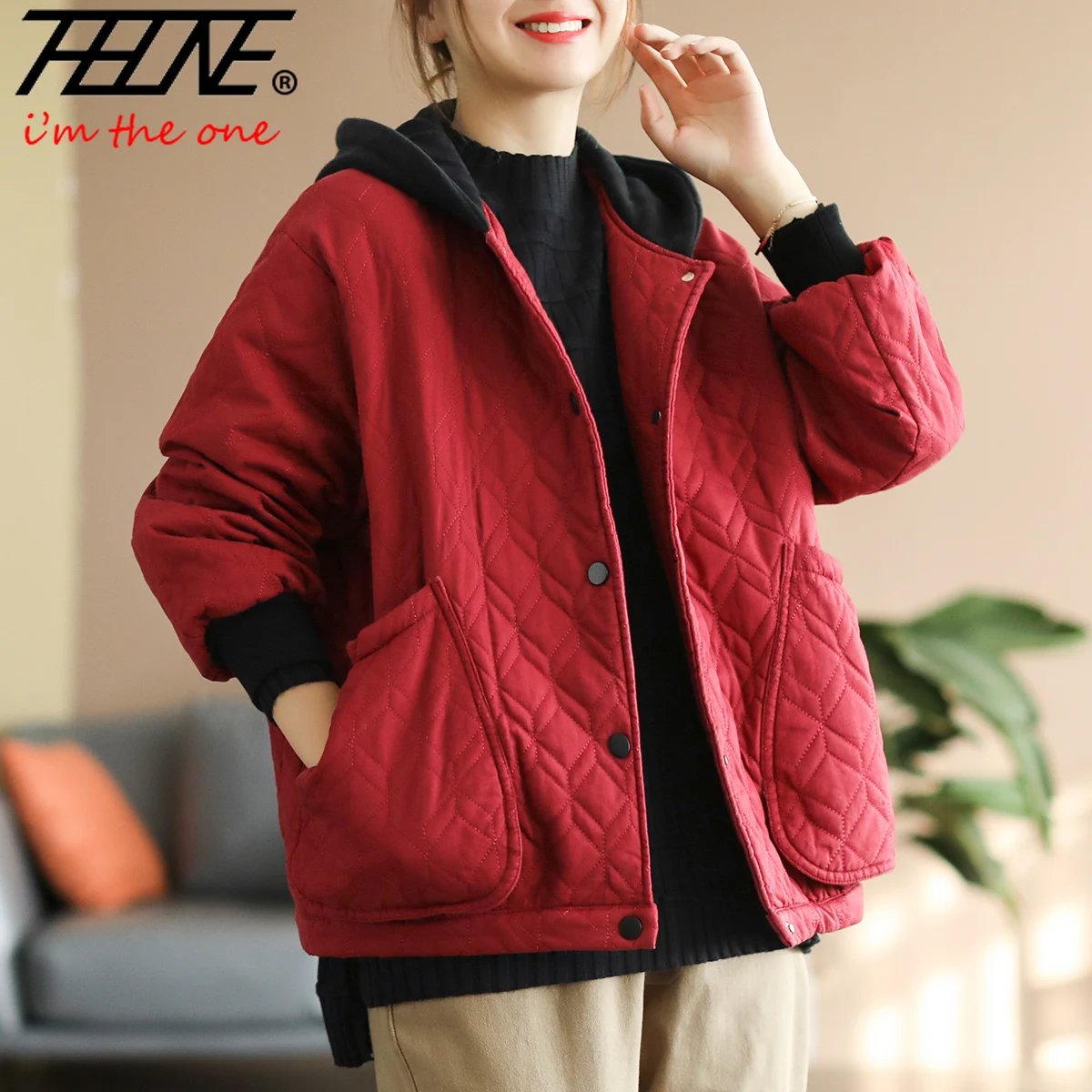 Women's Jacket Coat Parkas for Women 2023 Winter Vintage Stand Collar Casual Hooded Button Padded Korean Thick Warm Outerwear