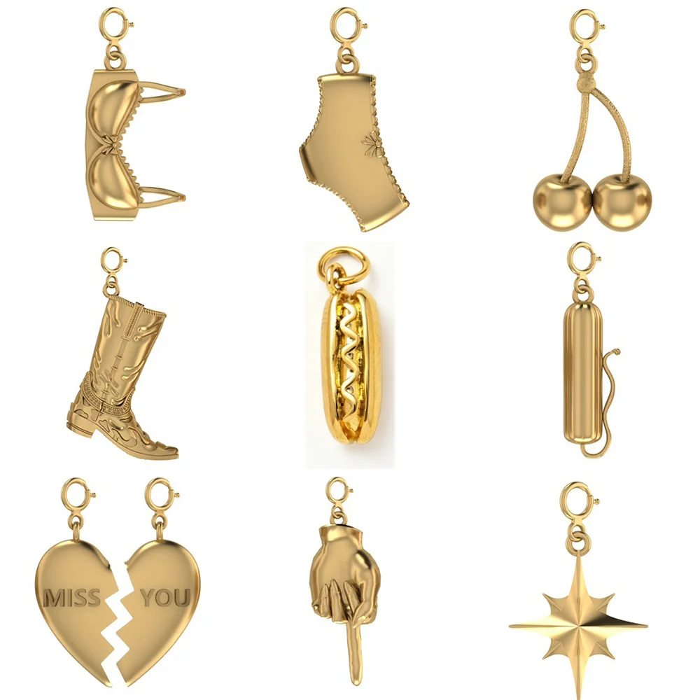 Spaß Persönlichkeit Anhänger Für Frauen Edelstahl Gold Farbe Herz Kirsche Charme Armband DIY Machen Mode Schmuck Dropshipping