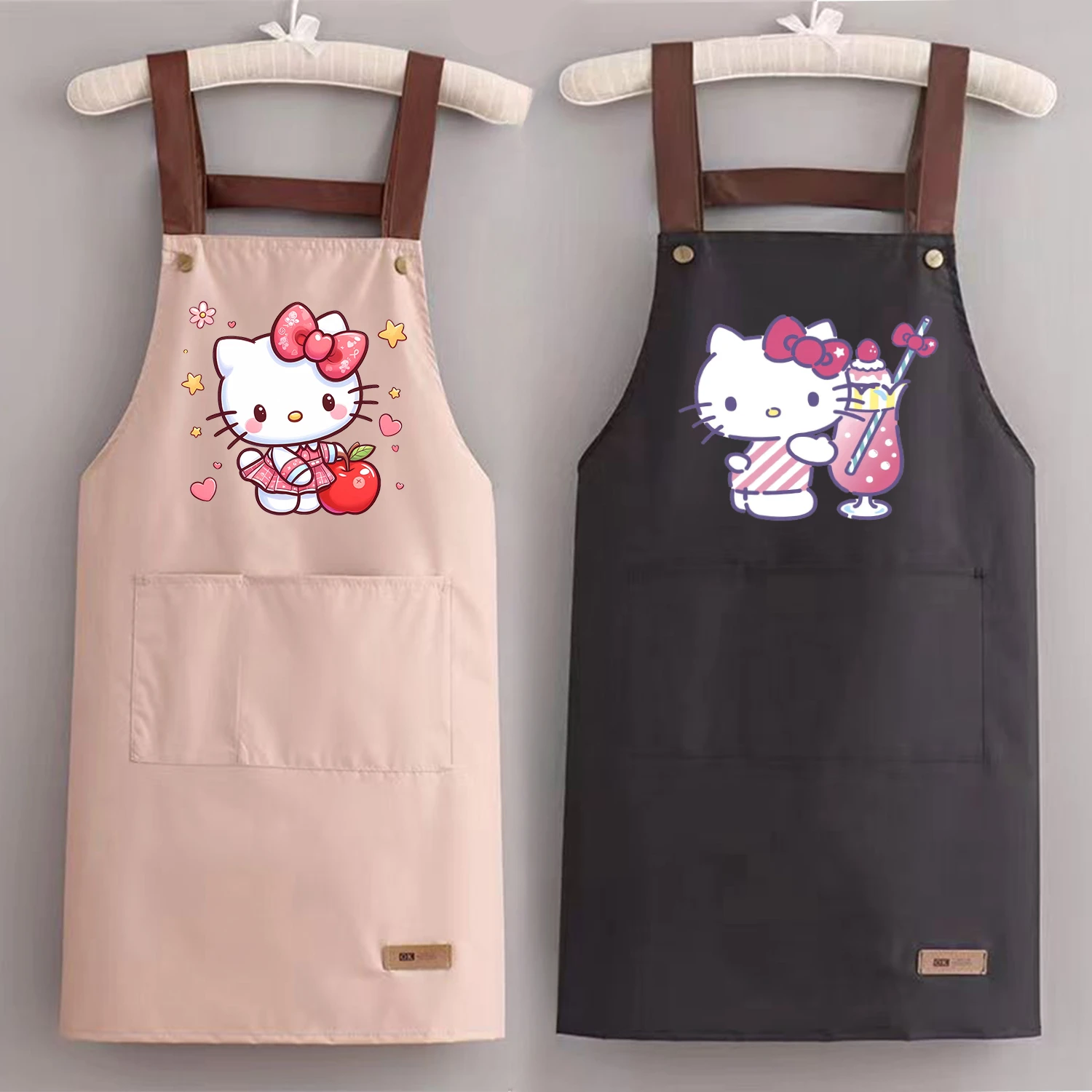 Hello Kitty Kitchen Aprons for Woman Men Cute Cartoon Chef Work Apron New Restaurant Shop Beauty Nails Studios Prop Uniform Gift