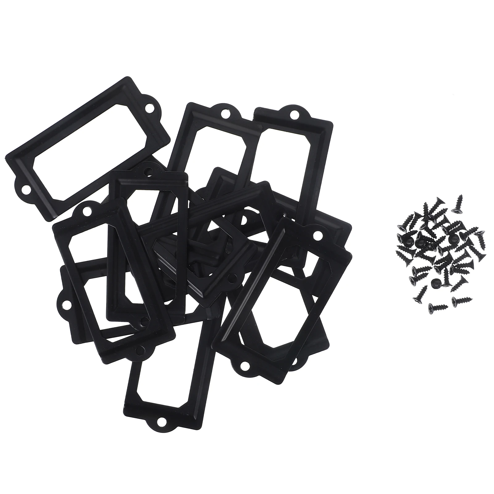 

12 Pieces Wrought Iron Business Card Frame Silver 311 Drawer Label Holder File Box Cabinet Tag Vintage Decor Accessories