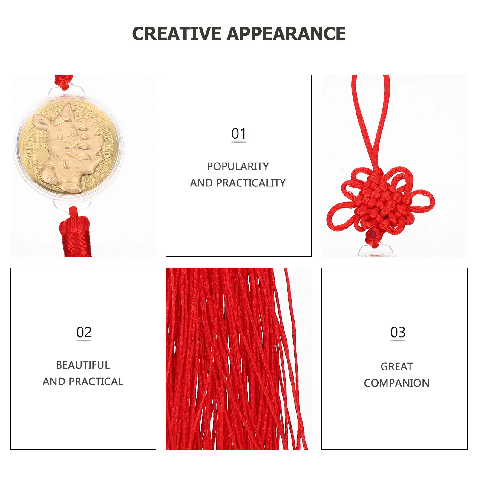 

10Pcs Rabbit Shape Pendants Chinese Knots Car Hanging Decor Souvenir New Year Spring Festival Gift Pendant