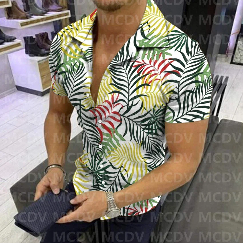 Seaside Sunset Scenery Art Pattern 3D Printed Casual Button Shirt Men's Hawaiian Shirt