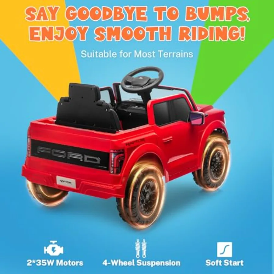 12V Licensed Kids Ride On Truck, Electric Toy Car for Children w/Parent Remote Control, LED Lights, Bluetooth, Battery-Powered R