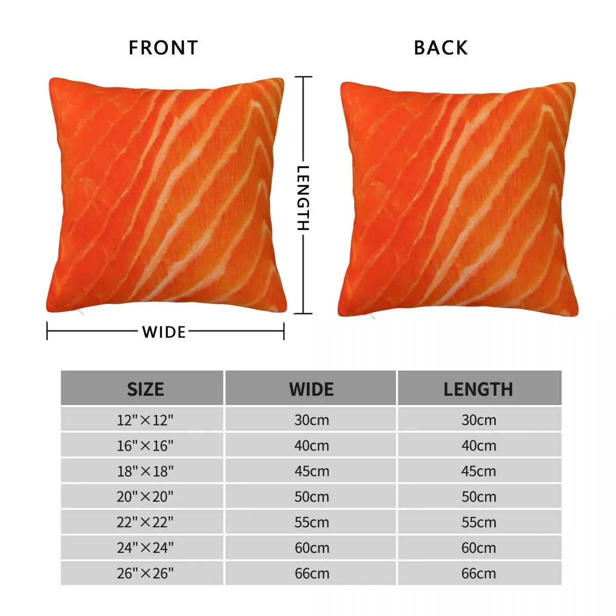 Raw Salmon Close Up Square Pillowcase Polyester Linen Velvet Printed Zip Decor Throw Pillow Case Room Cushion Cover