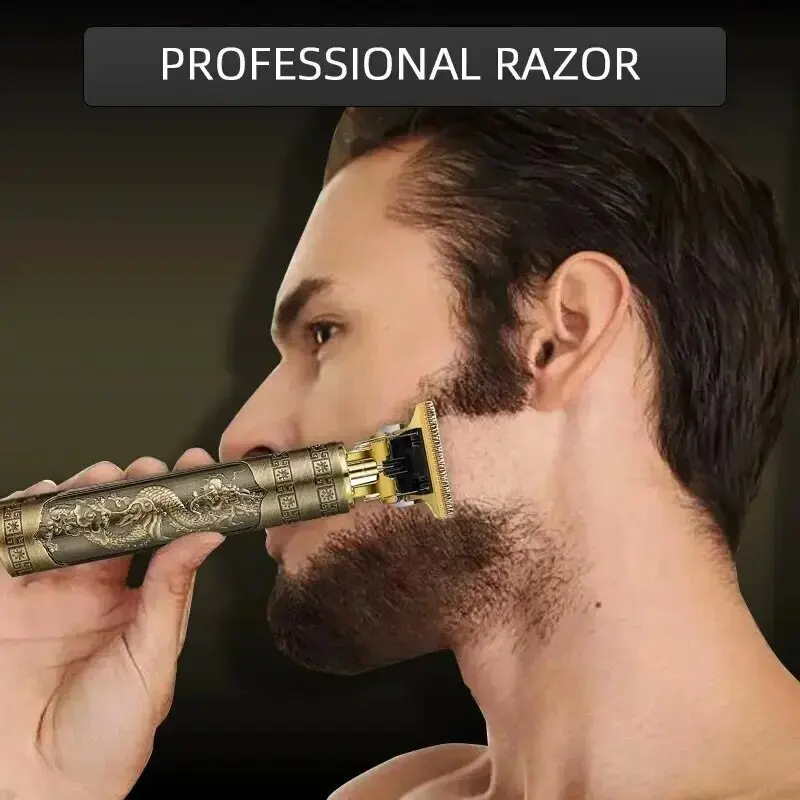 NEW Men's dragon texture hair razor rechargeable clipper razor adult electric retro clipper home USB charging barber shop