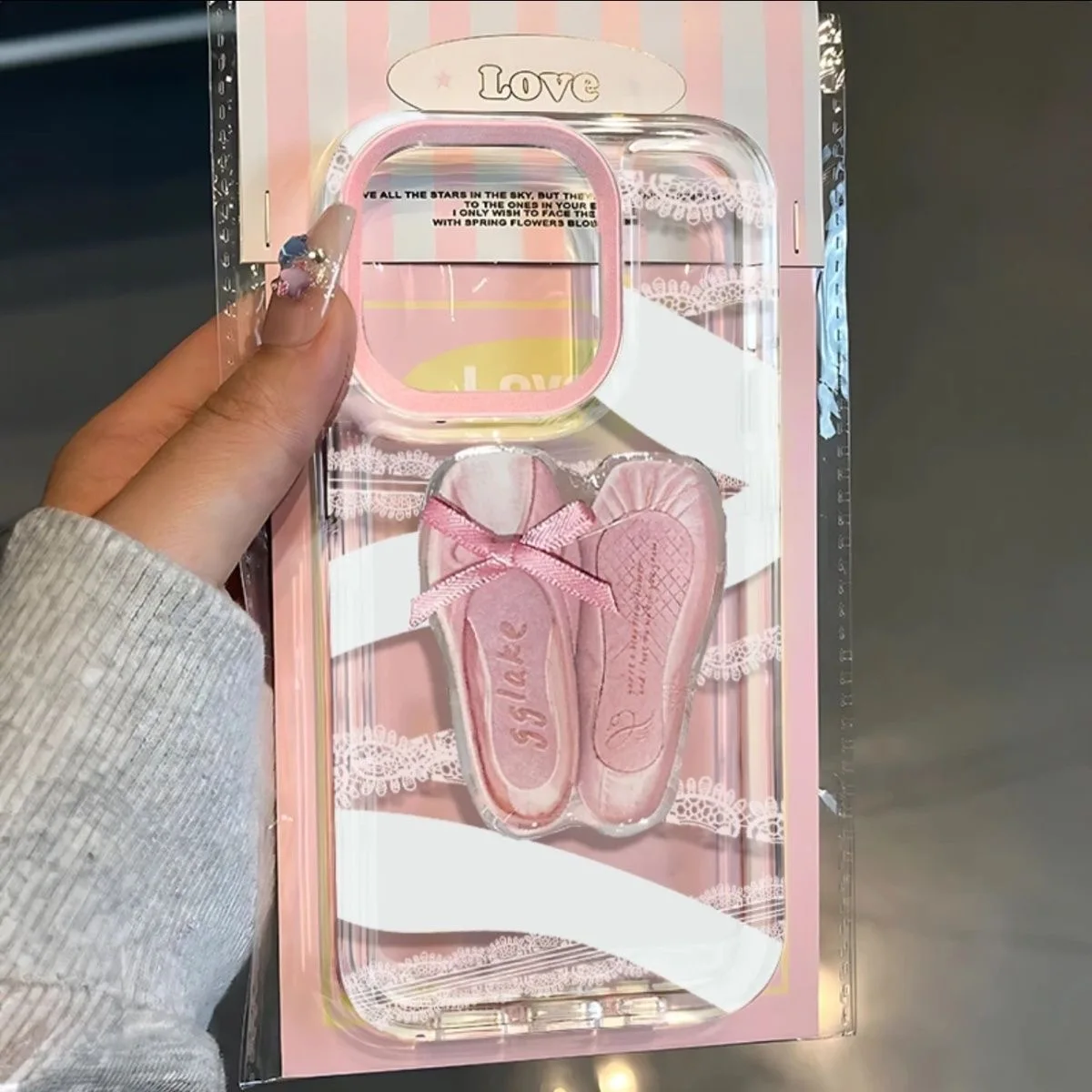 

Pink Paris dance shoes Clear Space Phone Case For iPhone 11 12 13 14 15 16 Pro Max Mini X Xs XR 7 8 plus Se2020 Transparent Cove