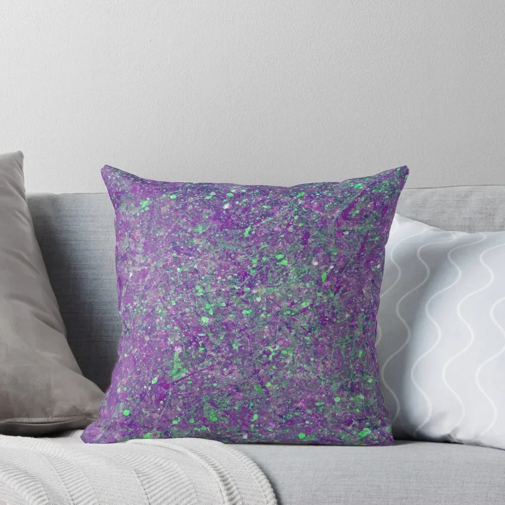 Abstract Splatter Purple And Green Throw Pillow Custom Cushion Photo ornamental pillows pillows decor home pillow