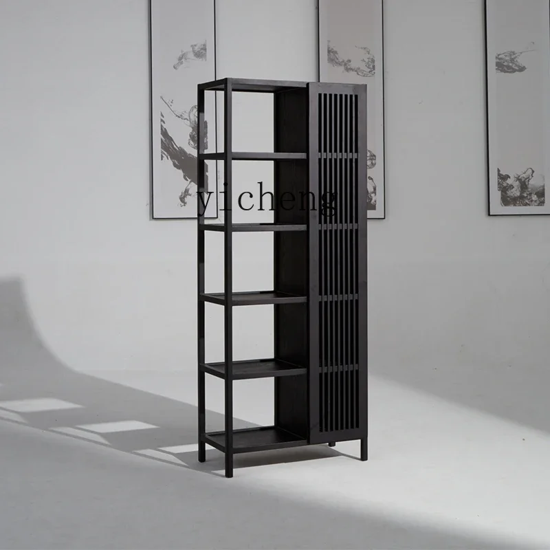 

W5.15 bookshelf solid wood bookcase floor-to-ceiling antique display high cabinet hollow decoration