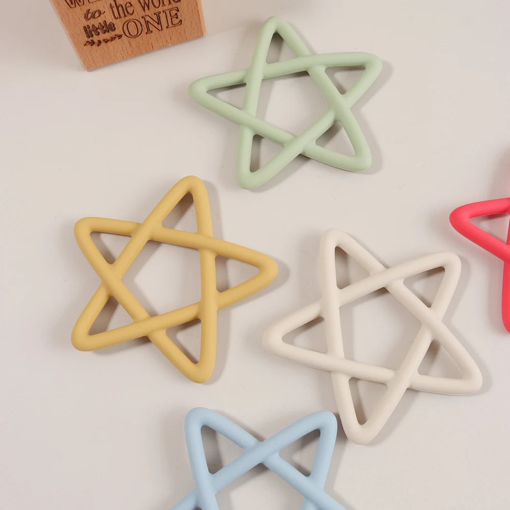 1pc Star Silicone Teether BPA Free Food Grade Baby Teething Toy Soft Chewable Teether for Newborn Sensory Relief charm