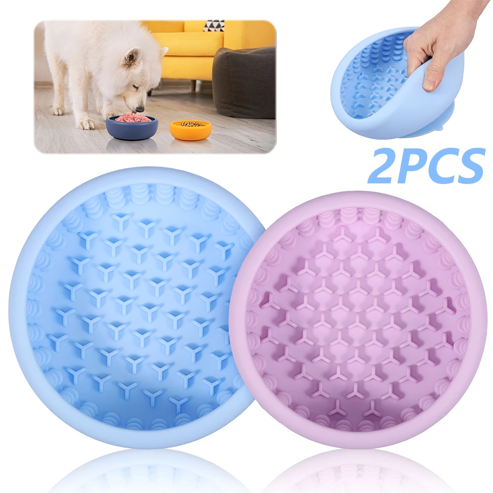 

2 шт. миска для лизания собак, силиконовая миска для медленной кормушки, миска для собак с присоской, анти-дудрящая миска для медленного лизания домашних животных, товары для домашних животных (S + L)
