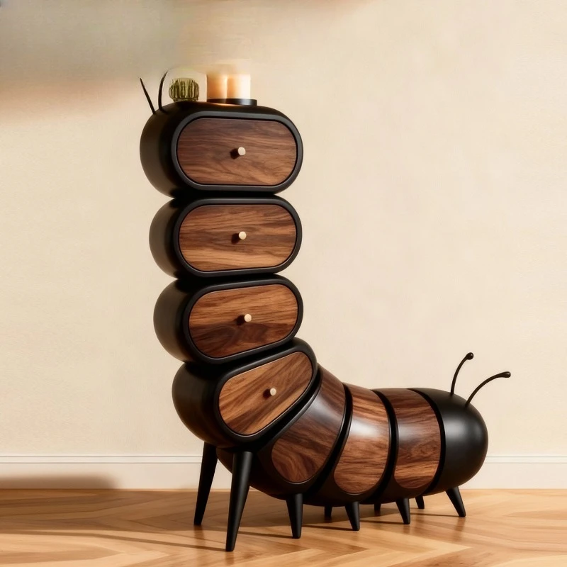 

Italian light luxury chest creamy style bedroom medieval large-capacity storage cabinet