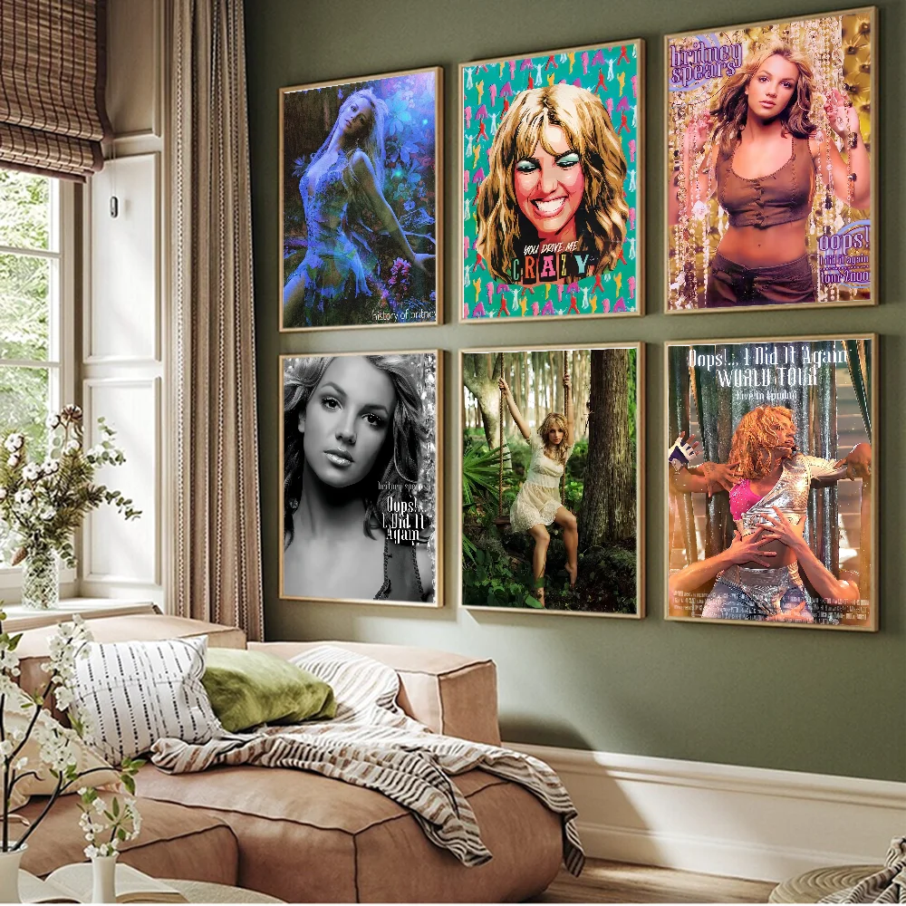 Singer Britney Spears Classic Anime Poster Waterproof Paper Sticker Coffee House Bar Room Wall Decor