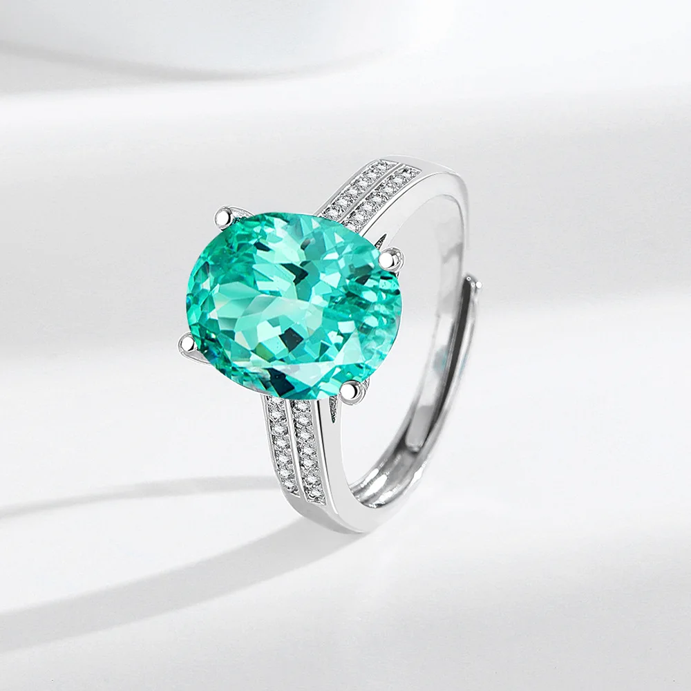 Двухрядное кольцо из стерлингового серебра 925 пробы с цирконом, сине-зеленый циркон, элегантное простое модное женское кольцо